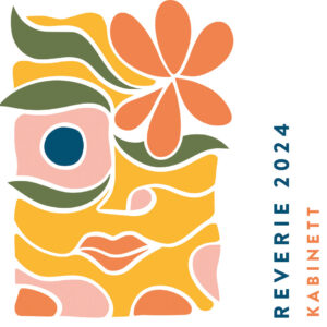 Abstract colorful floral and face pattern with 'REVERIE 2024' text.
